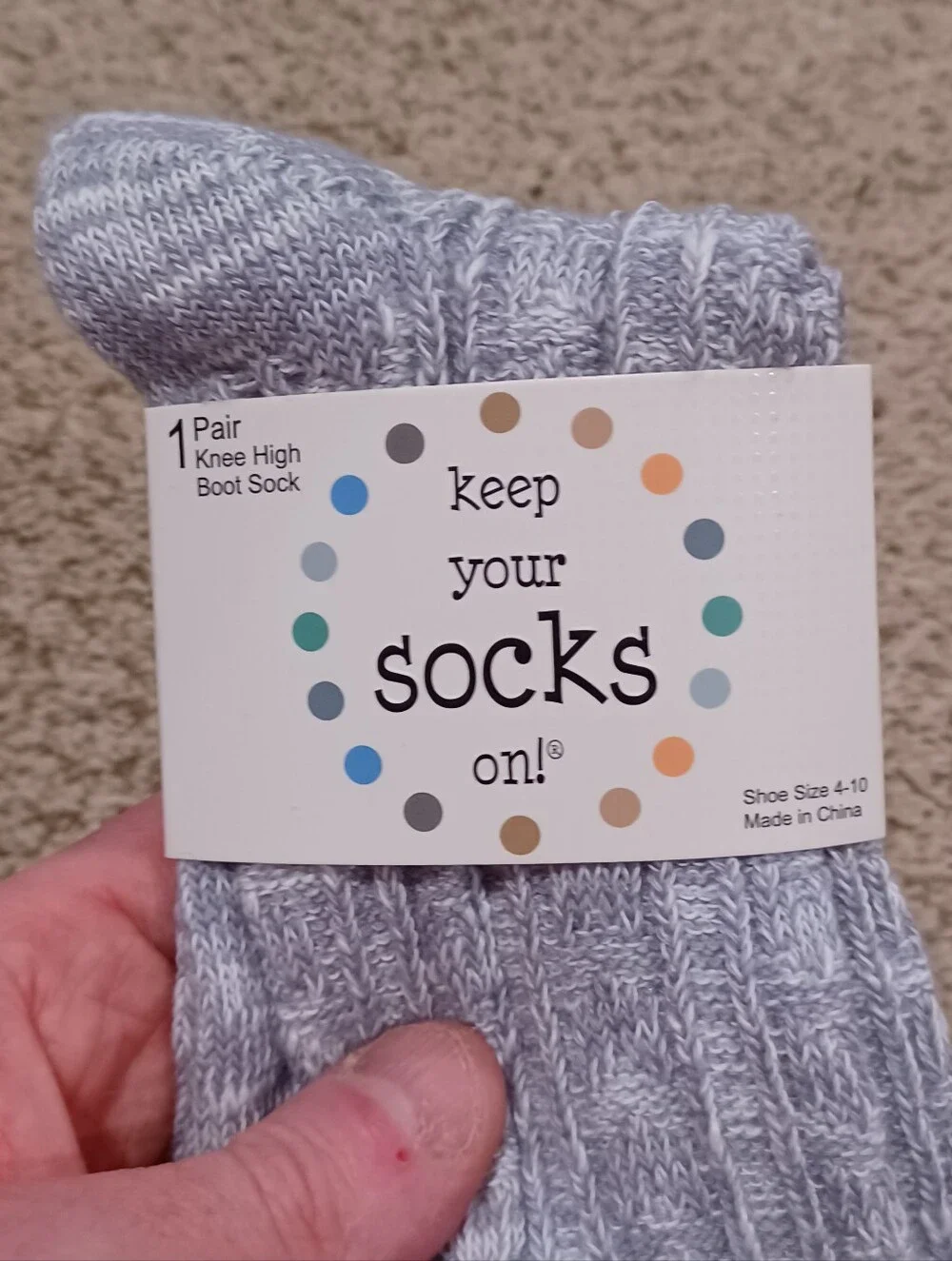 Keep Your Socks On- Grey Fuzzy Cuff Knee-High Socks Womens